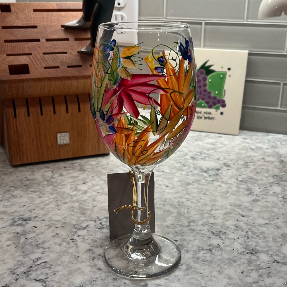 4 Painted Wineglasses